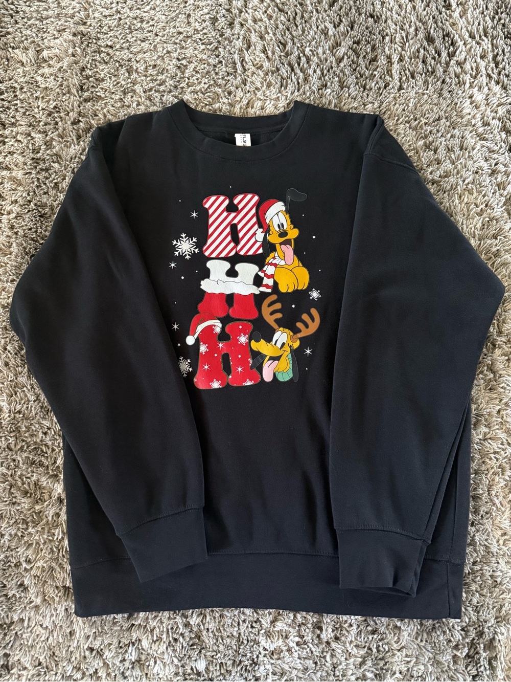 Disney Black Holiday Pluto & Friends Crewneck Sweatshirt